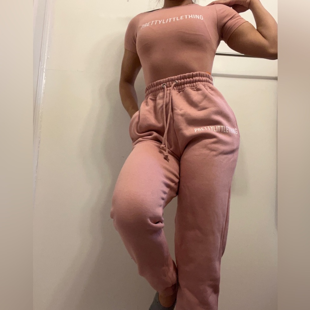 PrettyLittleThing Dusty Rose Drawstring Track Joggers